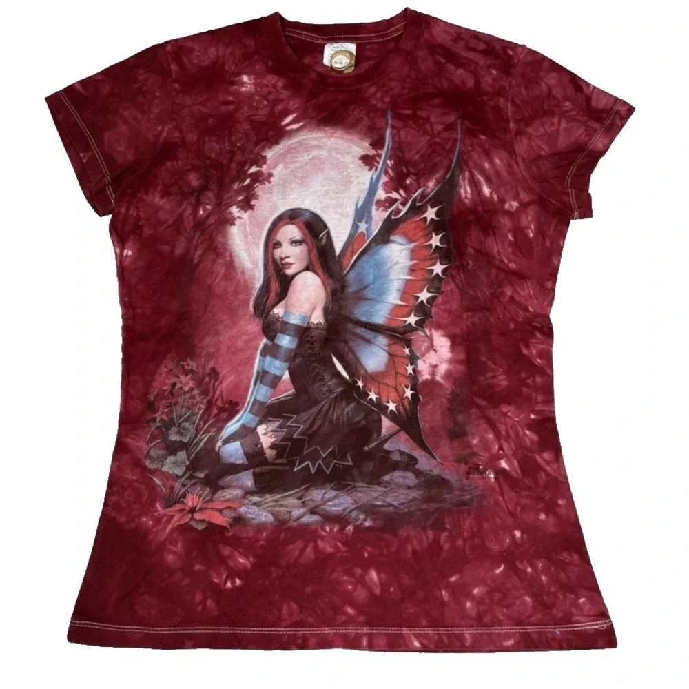 Vintage The Mountain Fairy T Shirt M Y2K Whimsy‎ Goth Witchy Tie Dye Ryman Art